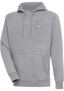 Antigua Los Angeles Dodgers Mens Grey Metallic Logo Victory Long Sleeve Hoodie