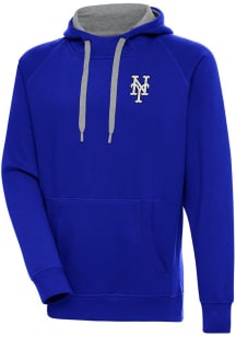 Antigua New York Mets Mens Blue Metallic Logo Victory Long Sleeve Hoodie