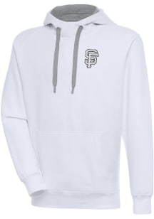 Antigua San Francisco Giants Mens White Metallic Logo Victory Long Sleeve Hoodie
