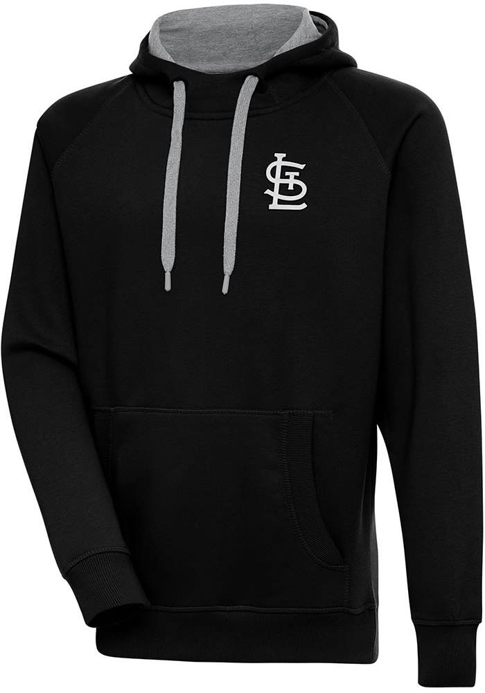 Antigua St Louis Cardinals Black Metallic Logo Victory Long Sleeve Hoodie, Black, 65% Cotton / 35% POLYESTER, Size S, Rally House