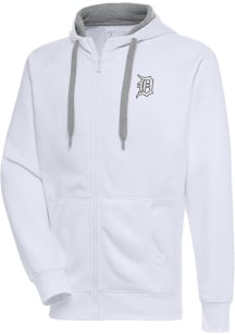Antigua Detroit Tigers Mens White Metallic Logo Victory Long Sleeve Full Zip Jacket