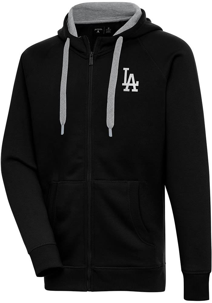 Antigua MLB Los Angeles Dodgers Men's Victory Full Zip Jacket, Black, Medium, Cotton