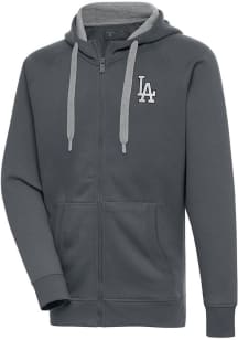 Antigua Los Angeles Dodgers Mens Charcoal Metallic Logo Victory Long Sleeve Full Zip Jacket