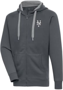 Antigua New York Mets Mens Charcoal Metallic Logo Victory Long Sleeve Full Zip Jacket