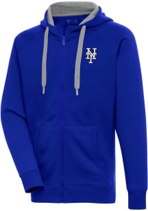 Antigua New York Mets Mens Blue Metallic Logo Victory Long Sleeve Full Zip Jacket