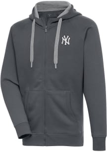 Antigua New York Yankees Mens Charcoal Metallic Logo Victory Long Sleeve Full Zip Jacket
