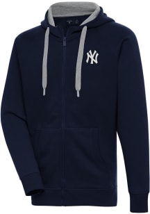Antigua New York Yankees Mens Navy Blue Metallic Logo Victory Long Sleeve Full Zip Jacket