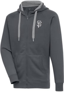 Antigua San Francisco Giants Mens Charcoal Metallic Logo Victory Long Sleeve Full Zip Jacket