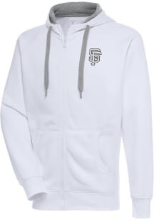Antigua San Francisco Giants Mens White Metallic Logo Victory Long Sleeve Full Zip Jacket
