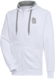 Antigua St Louis Cardinals Mens White Metallic Logo Victory Long Sleeve Full Zip Jacket