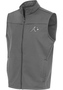 Antigua Atlanta Braves Mens Grey Metallic Logo Links Golf Sleeveless Jacket