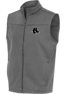 Antigua Boston Red Sox Mens Grey Metallic Logo Links Golf Sleeveless Jacket