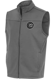 Antigua Chicago Cubs Mens Grey Metallic Logo Links Golf Sleeveless Jacket