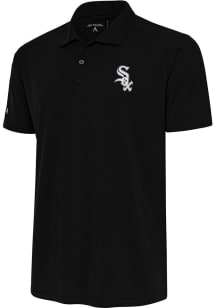 Antigua Chicago White Sox Mens Black Metallic Logo Tribute Short Sleeve Polo