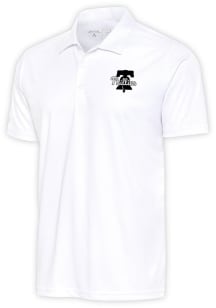 Antigua Philadelphia Phillies Mens White Metallic Logo Tribute Short Sleeve Polo