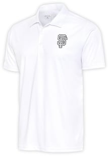 Antigua San Francisco Giants Mens White Metallic Logo Tribute Short Sleeve Polo