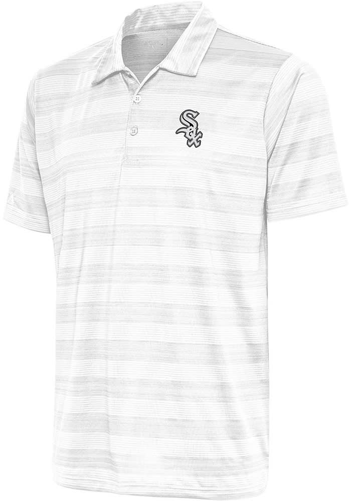 Men's Antigua Black Chicago White Sox Compass Polo