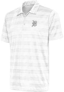 Antigua Detroit Tigers Mens White Metallic Logo Compass Short Sleeve Polo