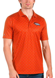 Antigua Denver Broncos Mens Orange Spark Short Sleeve Polo