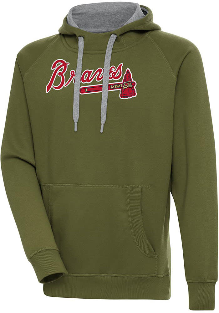 Antigua Atlanta Braves Navy Victory Pullover Hoodie Size Small