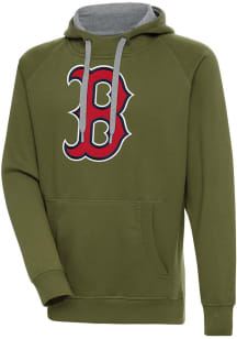 Antigua Boston Red Sox Mens Olive Victory Long Sleeve Hoodie
