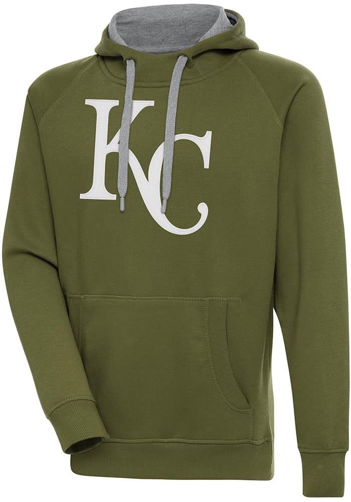 Antigua Kansas City Royals Charcoal Victory Pullover Team Logo Hoodie