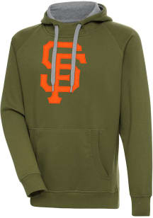Antigua San Francisco Giants Mens Olive Full Front Victory Long Sleeve Hoodie