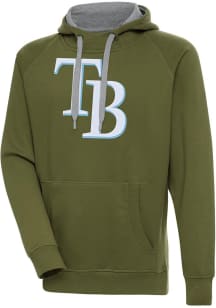 Antigua Tampa Bay Rays Mens Olive Full Front Victory Long Sleeve Hoodie