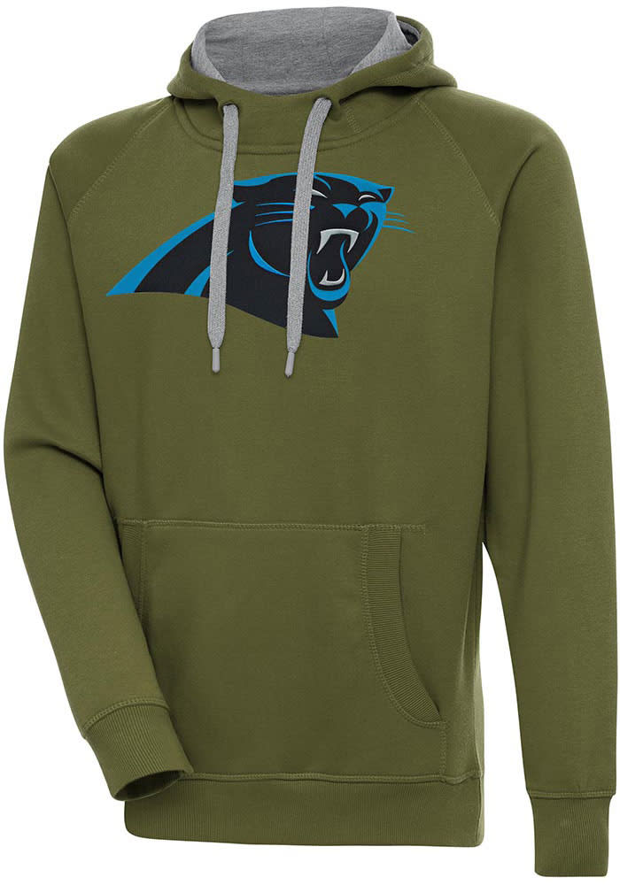 Men's Antigua Black Carolina Panthers Victory Chenille Pullover Sweatshirt Size: Small