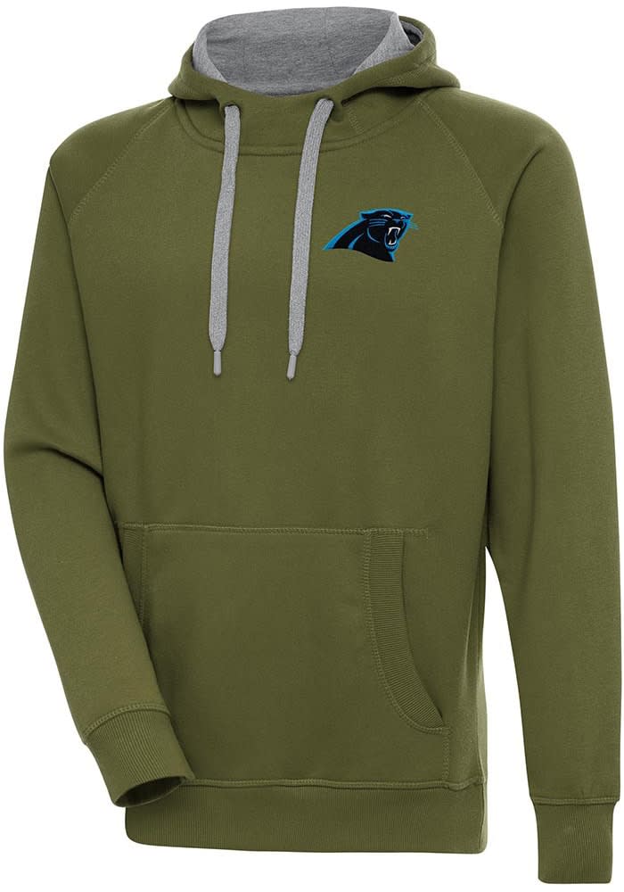 Antigua Carolina Panthers Black Victory Long Sleeve Hoodie, Black, 52% Cot / 48% Poly, Size L, Rally House