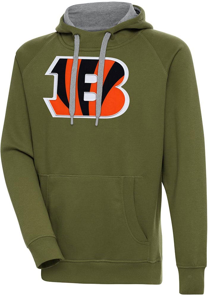 Men's Antigua Orange Cincinnati Bengals Logo Victory Pullover Hoodie 