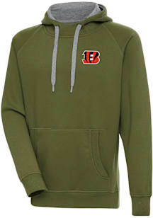 Antigua Cincinnati Bengals Mens Olive Victory Long Sleeve Hoodie