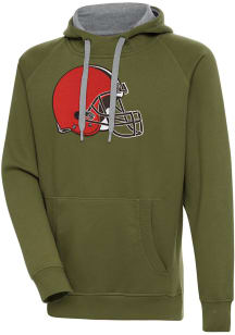 Antigua Cleveland Browns Mens Olive Victory Long Sleeve Hoodie