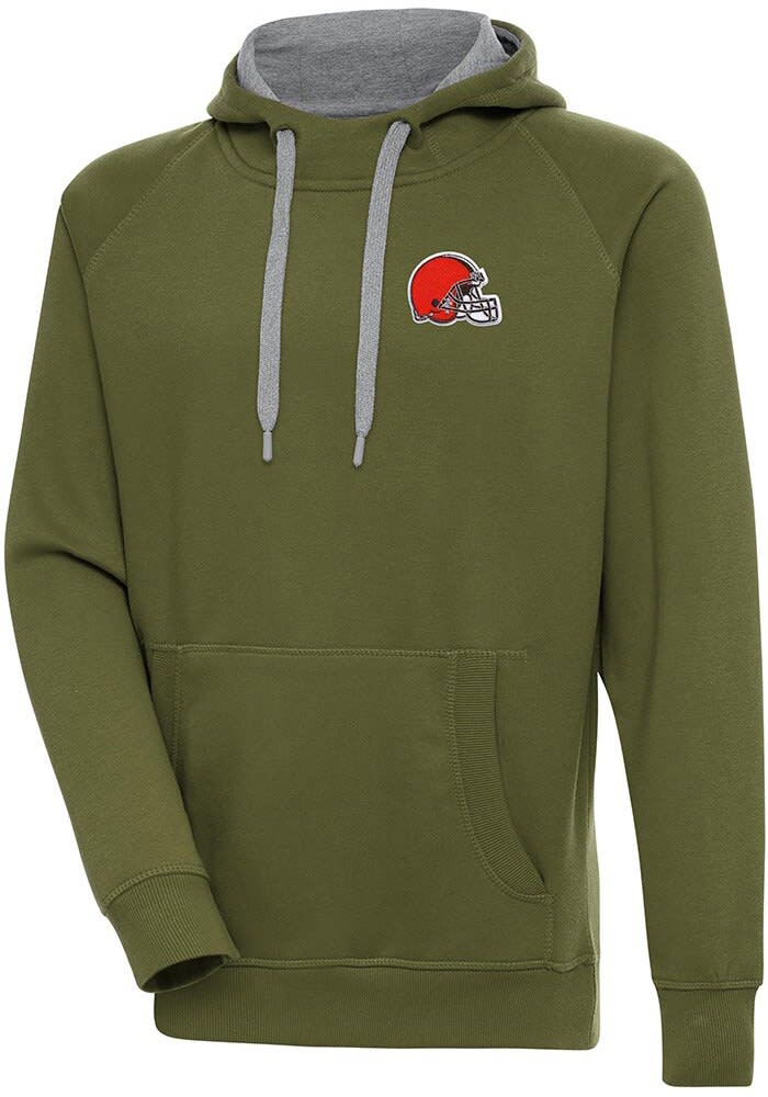 Antigua Cleveland Browns Olive Victory Long Sleeve Hoodie, Olive, 65% Cotton / 35% POLYESTER, Size L, Rally House