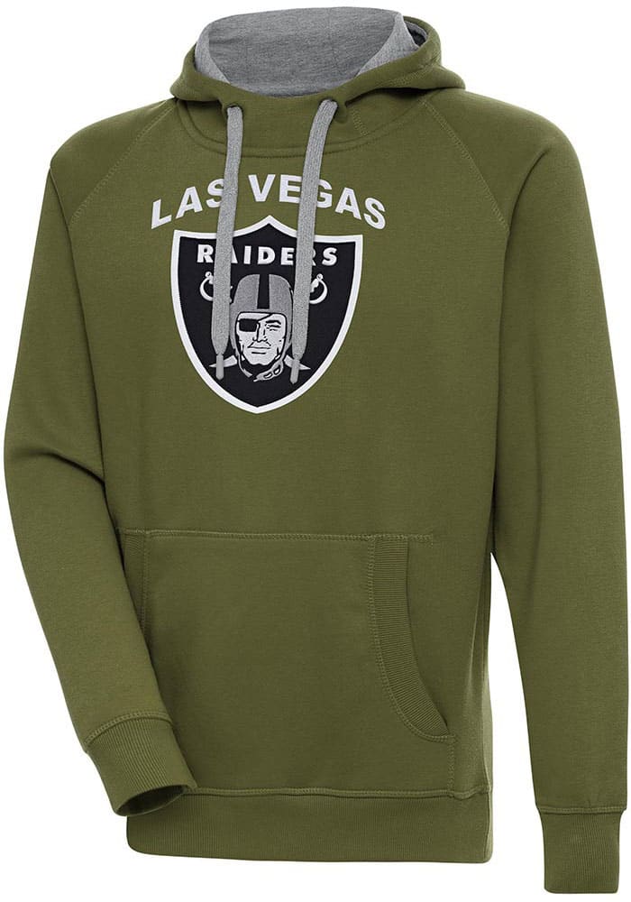 Las Vegas Raiders Antigua Women's Metallic Logo Victory Crewneck