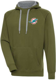 Antigua Miami Dolphins Mens Olive Victory Long Sleeve Hoodie