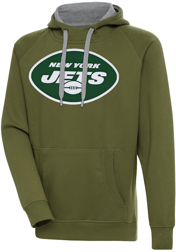 Men's Antigua White New York Jets Victory Pullover Hoodie Size: Large