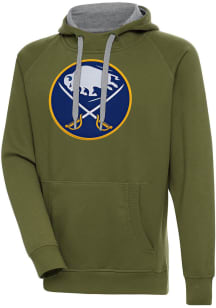 Antigua Buffalo Sabres Mens Olive Full Front Victory Long Sleeve Hoodie
