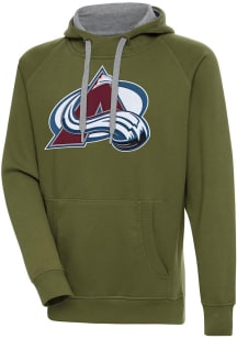 Antigua Colorado Avalanche Mens Olive Victory Long Sleeve Hoodie