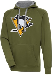 Antigua Pittsburgh Penguins Mens Olive Victory Long Sleeve Hoodie