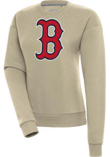 Antigua Boston Red Sox Womens Khaki Full Front Victory Crew Sweatshirt