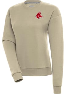 Antigua Boston Red Sox Womens Khaki Victory Crew Sweatshirt