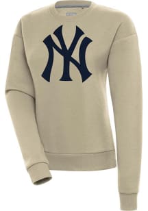 Antigua New York Yankees Womens Khaki Victory Crew Sweatshirt