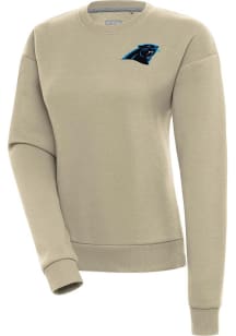 Antigua Carolina Panthers Womens Khaki Victory Crew Sweatshirt