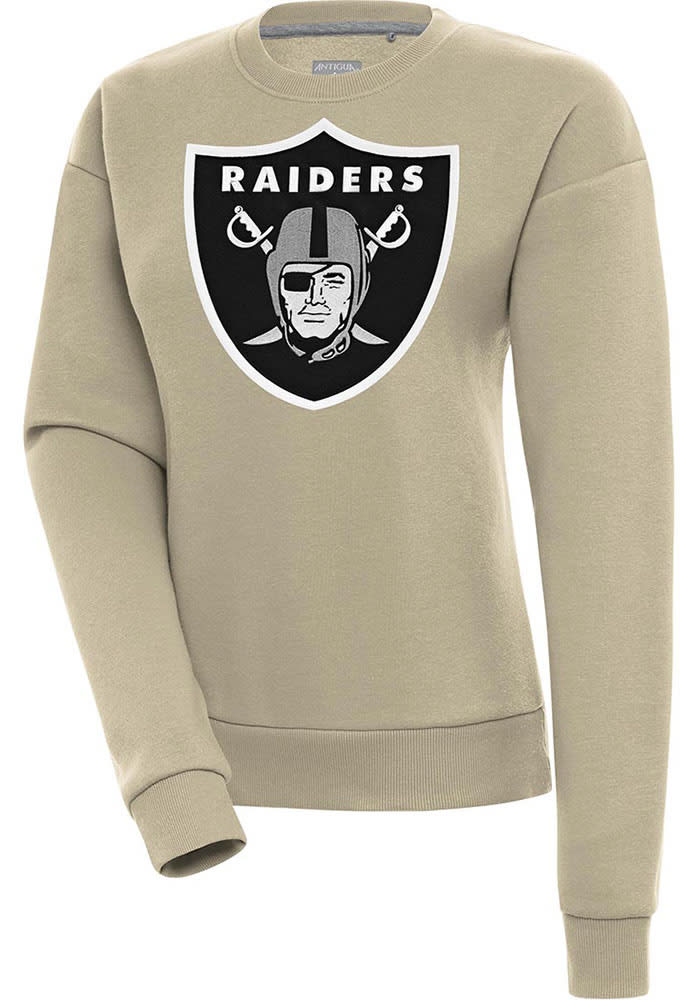 Antigua Las Vegas Raiders Women's Khaki Victory Crew Sweatshirt, Khaki, 65% Cotton / 35% POLYESTER, Size S, Rally House