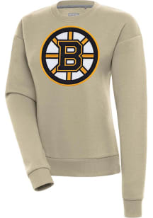 Antigua Boston Bruins Womens Khaki Victory Crew Sweatshirt