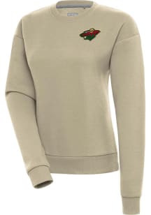Antigua Minnesota Wild Womens Khaki Victory Crew Sweatshirt