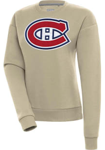 Antigua Montreal Canadiens Womens Khaki Victory Crew Sweatshirt