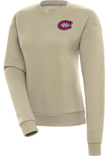 Antigua Montreal Canadiens Womens Khaki Victory Crew Sweatshirt