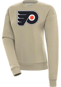 Antigua Philadelphia Flyers Womens Khaki Victory Crew Sweatshirt